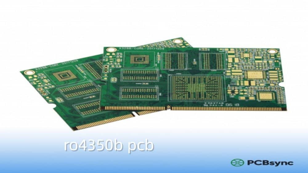 Supplier-labeled finished RO4350B PCBs with green solder mask